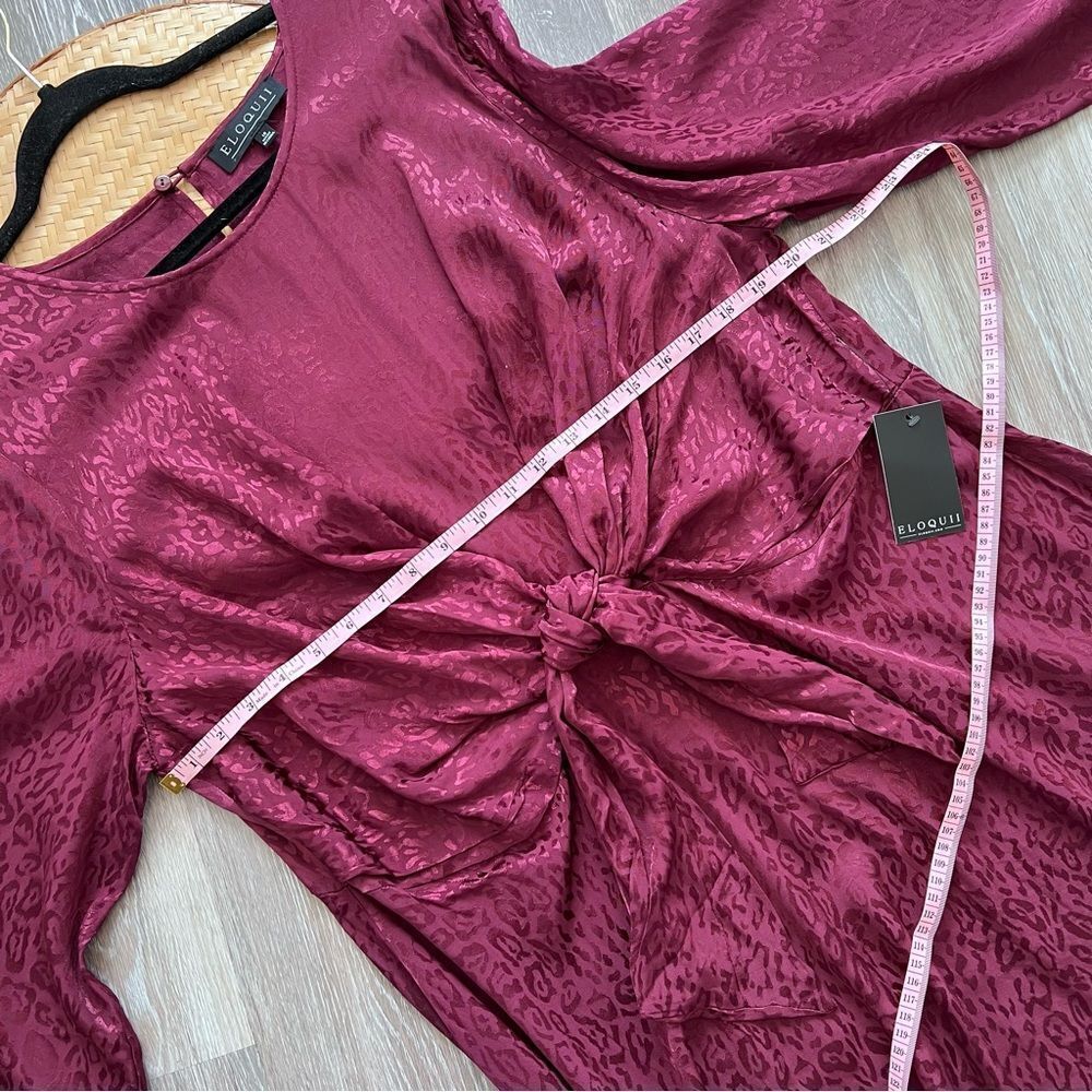 Nwt eloquii maroon leopard tie front dress‎ midi length - Picture 6 of 7
